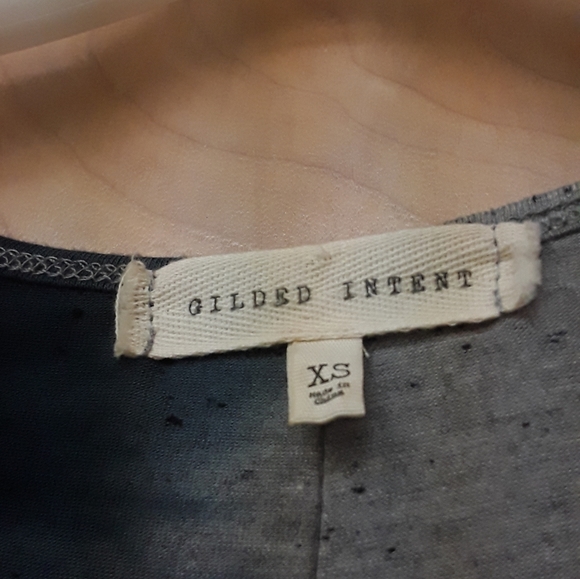 Grey Blue Boho Split Tone Ombre Tie Die V Neck Asymetrical Boho Top - Picture 4 of 8